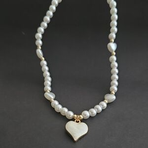 Elegant Pearl Necklace with Heart Pendant